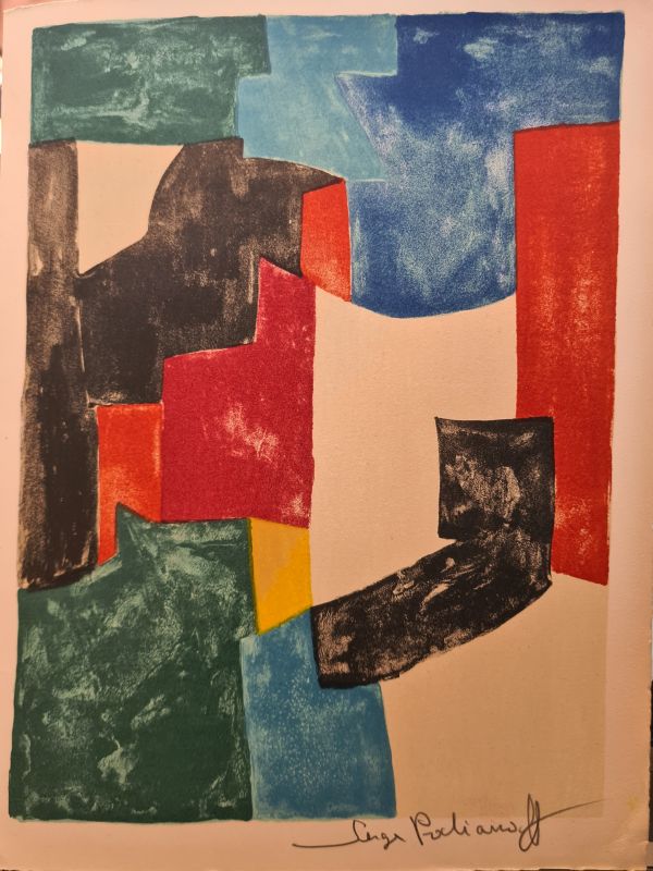 Composition in black, blue and red L37 (Lithograph) - Serge  POLIAKOFF