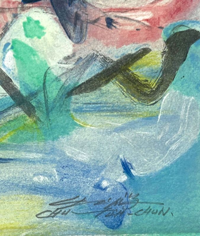 Saison bleue (Planche V) (Farblithographie) - Teh-Chun CHU