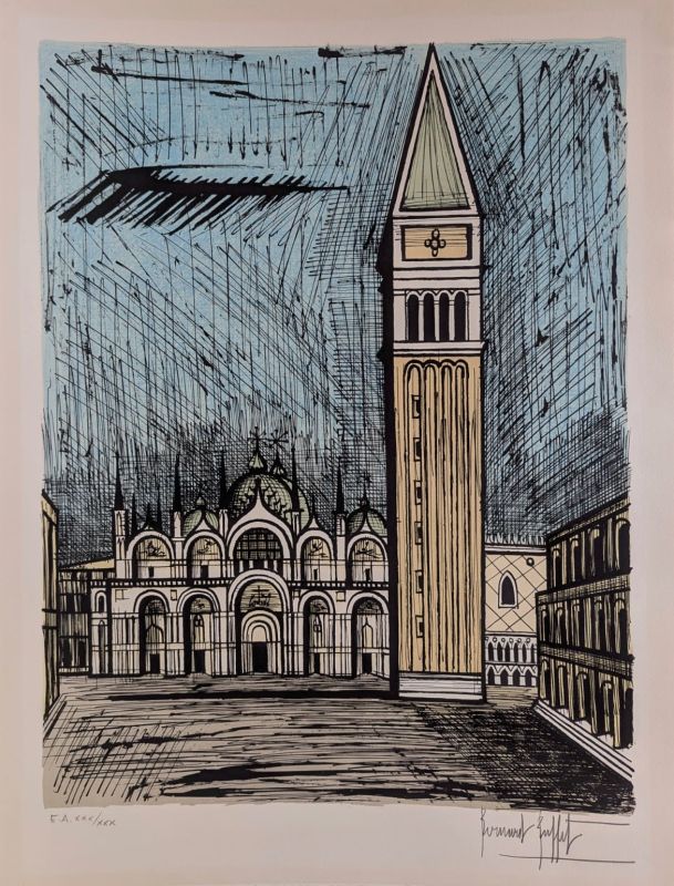 Saint Marc et le Campanile (Lithographie) - Bernard BUFFET