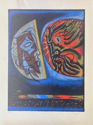 The Moon and the Sun (Lithograph) - André  MASSON