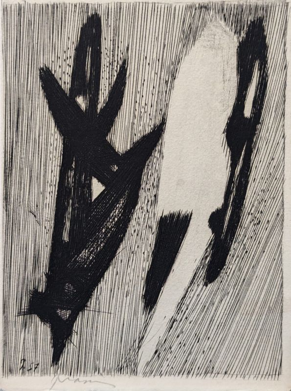 Mario Prassinos (1916-1985) Les Cyprès à Noël (Tarjeta de felicitación) — Artistes Divers