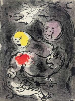 Daniel avec les lions  (Les Proph&egrave;tes) (Lithographie) - Marc CHAGALL
