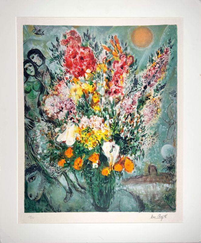 Bouquet illuminant le ciel (Lithograph) — Marc CHAGALL — View with margins
