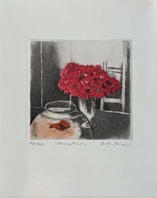 Carte de Voeux - Galerie Michel (Paris) "Pesciolino" (Eau-forte et aquatinte) - Annapia ANTONINI