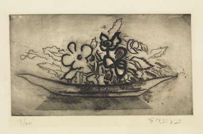 Basket of flowers (Aquatint) - Georges BRAQUE