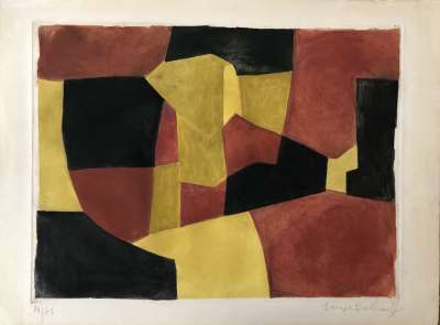 Composition in black, yellow and red (Etching and aquatint) - Serge  POLIAKOFF