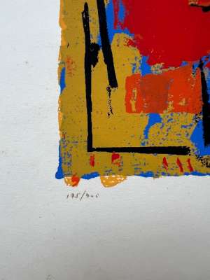 Alexandre ISTRATI (1915-1991) // Red and blue composition (Silkscreen) -  Artistes Divers