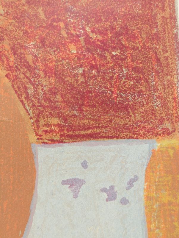 Carmine, brown, yellow and grey composition (Lithograph) - Serge  POLIAKOFF