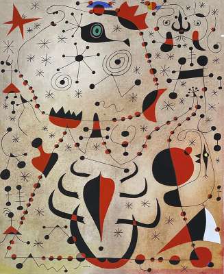 Le crépuscule rose caresse le sexe des femmes et des oiseaux (Pochoir) - Joan  MIRO