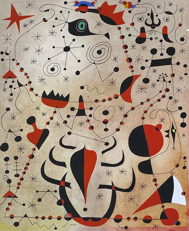 Le crépuscule rose caresse le sexe des femmes et des oiseaux (Constellations) (Stencil) - Joan  MIRO