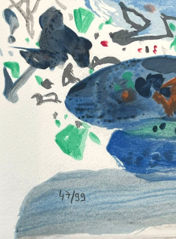 Saison bleue (Planche III) (Farblithographie) - Teh-Chun CHU