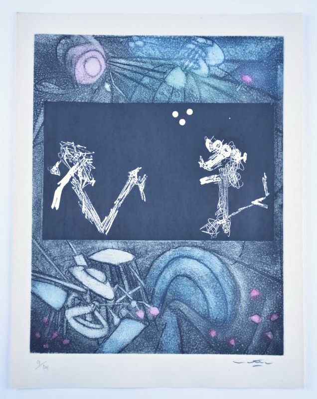 Les Voix (Radierung und Aquatinta) - Roberto  MATTA