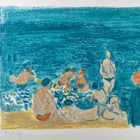 André Cottavoz (1912-2012) // Un après-midi à la plage (Farblithographie) — Artistes Divers