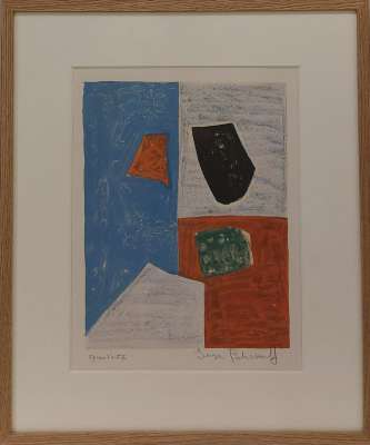 Composition pink, red and blue (Lithograph) - Serge  POLIAKOFF