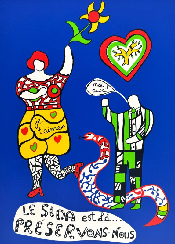 Le Sida est l&agrave;&hellip; pr&eacute;servons-nous (Sérigraphie) - Niki DE SAINT PHALLE