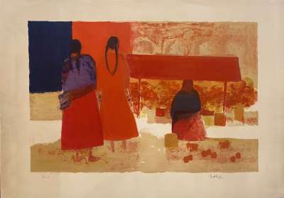 Bernard Cathelin (1919 - 2004) //Marché Mexicain de Patzcuaro (Lithographie) -  Artistes Divers