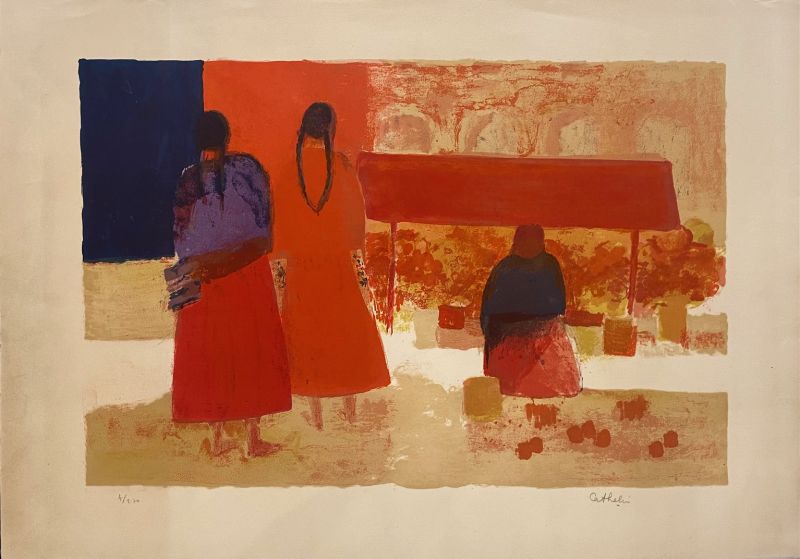 Bernard Cathelin (1919 - 2004) //Marché Mexicain de Patzcuaro (Lithograph) -  Artistes Divers