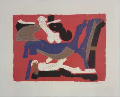 Chevaux et Cavalier VI (Lithographie) - Marino  MARINI