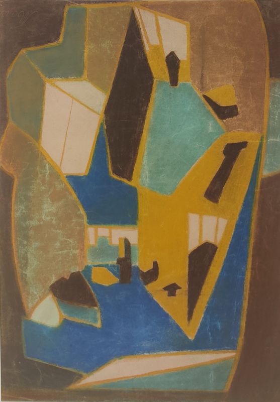 Cubist interior (Pastel (modern)) - Emile GILIOLI