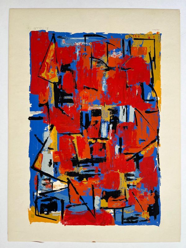 Alexandre ISTRATI (1915-1991) // Composition rouge et bleue (Silksreen) -  Artistes Divers