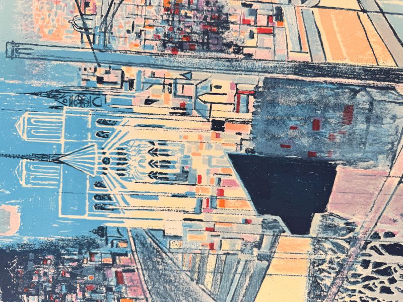 Edouard MacAvoy (1905-1991) // Paris Notre Dame et la Seine (Lithographie) — Artistes Divers — Zoom détail