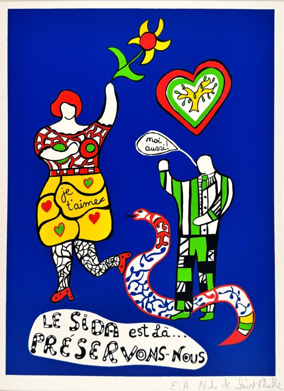 Le Sida est l&agrave;&hellip; pr&eacute;servons-nous (Sérigraphie) - Niki DE SAINT PHALLE
