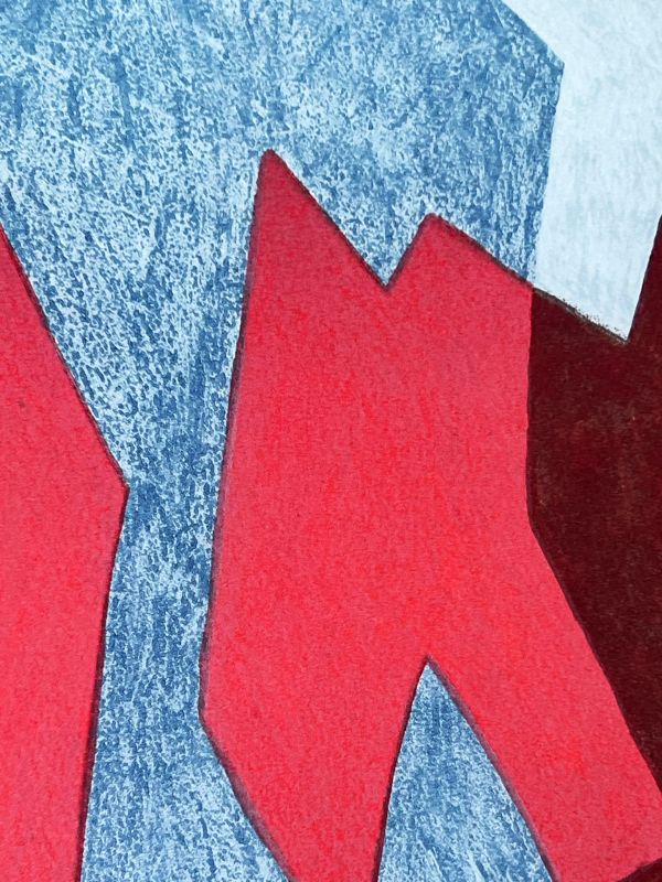 Komposition in Rot und Blau (Farblithographie) - Serge  POLIAKOFF