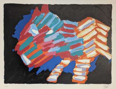 Cat in the Night (Farblithographie) - Karel APPEL