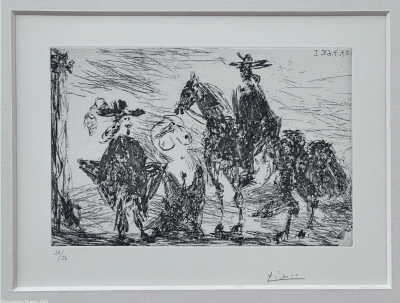 Gentleman, schändliche Frau und Reitre (Radierung) - Pablo  PICASSO
