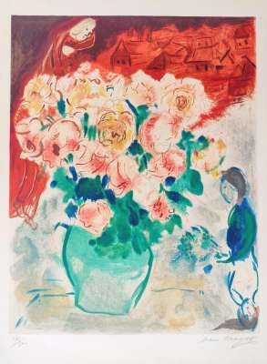 The Bouquet (Lithograph) - Marc CHAGALL
