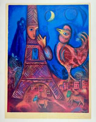 Buenos d&iacute;as Par&iacute;s (Litografía) - Marc CHAGALL