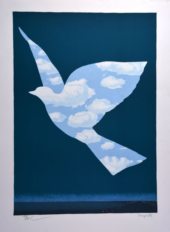 Der Vogel des Himmels (Farblithographie) - René MAGRITTE