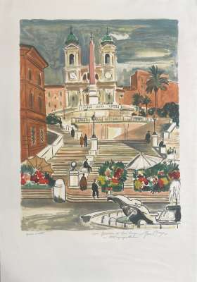 Yves Brayer (1907-1990) // Spanish Steps (Lithograph) -  Artistes Divers