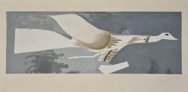 Grand oiseau gris (Farblithographie) - Georges BRAQUE