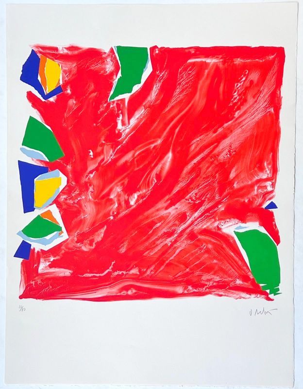 Grand rideau rouge pour Hong Kong (Lithographie) - Olivier DEBRE