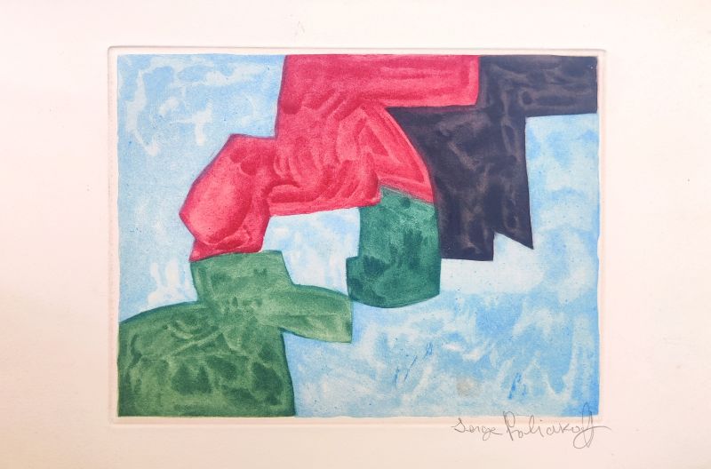 Composition in Blue, Black, Red and Green (Aquatint) - Serge  POLIAKOFF