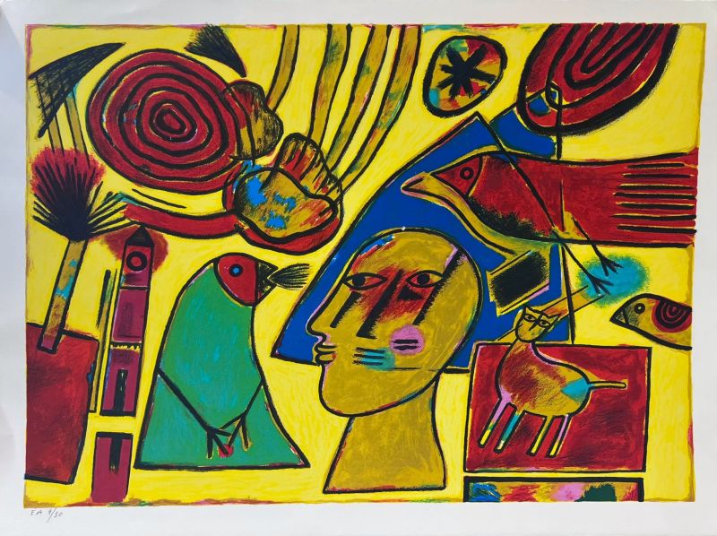 La conversation (Lithographie) - Guillaume CORNEILLE