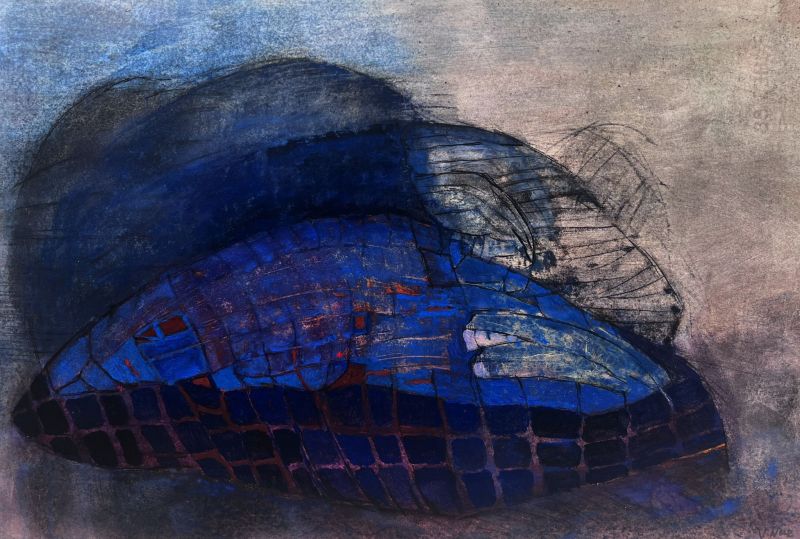 Le bleu sous la mer (Gouache (contemporáneo)) - Véronique NEROU