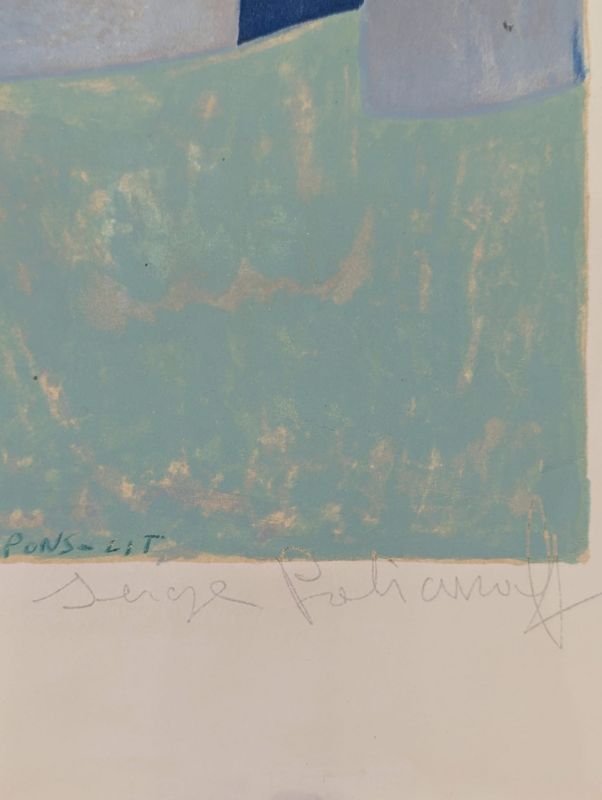 Composition bleue et verte L36 (Lithographie) - Serge  POLIAKOFF