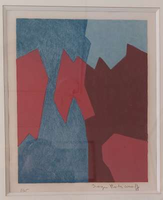 Composition rouge et bleue L68 (Lithograph) - Serge  POLIAKOFF