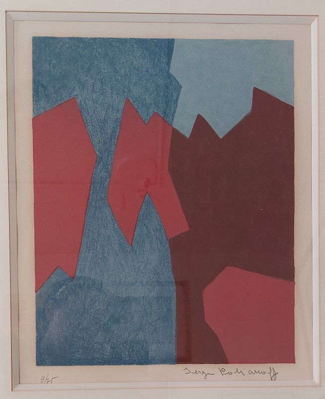 Composition rouge et bleue L68 (Litografía) - Serge  POLIAKOFF