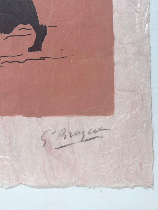 Character on pink background (Lithograph) - Georges BRAQUE