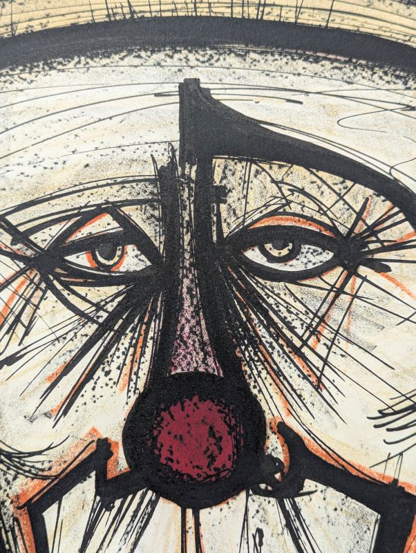 Mon Cirque, le clown au fond rouge (Litografía) - Bernard BUFFET