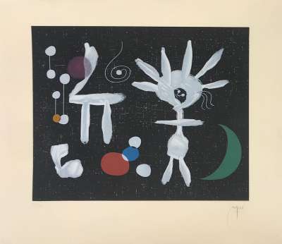 Morning rain in the moonlight (Etching and aquatint) - Joan  MIRO