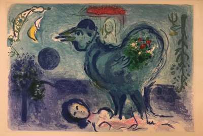 Landscape with rooster (Lithograph) - Marc CHAGALL