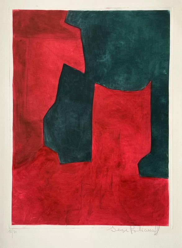 Composición roja y verde XI (Aguafuerte y aguatinta) - Serge  POLIAKOFF