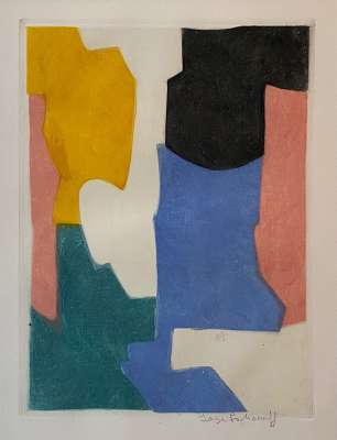 Composition in green, blue, pink and yellow (Etching) - Serge  POLIAKOFF