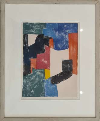 Composition in Black, Blue and Red n°37 (Lithograph) - Serge  POLIAKOFF