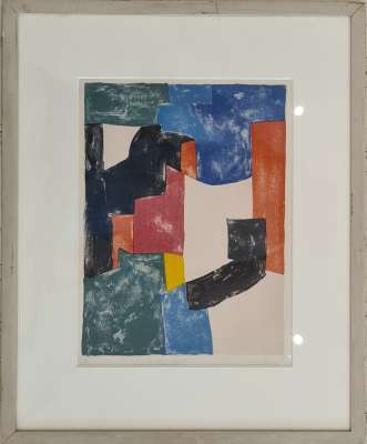 Composition Noire, Bleue et Rouge N°37 (Lithographie) - Serge  POLIAKOFF
