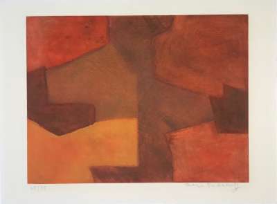 Composition orange et rouge XXIX (Engraving) - Serge  POLIAKOFF